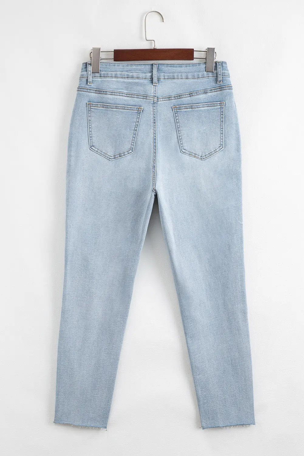 Beau Blue Mid Rise Ankle-Length Distressed Skinny Jeans Dear-Lover Dropshipping