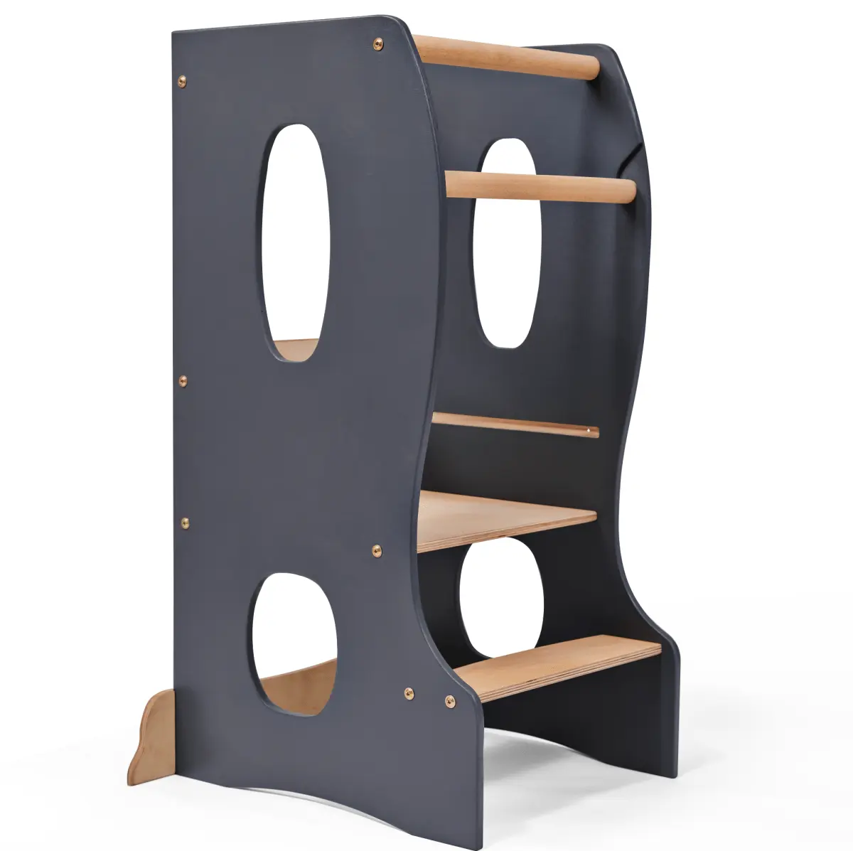 Stable Montessori Tower: Wooden Growing Chair - Grey Goodevas
